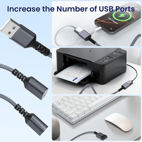 Itramax USB Splitter 3.3FT,USB-A 1 in 2 Out Y Cable Dual Port Extender Adapter,USBA Male to Female Extension Hub,Data Power Charger Splitter Converter for TV,PC,Laptop,MacBook,Keyboard,PS4,PS5,Mouse in Kuwait