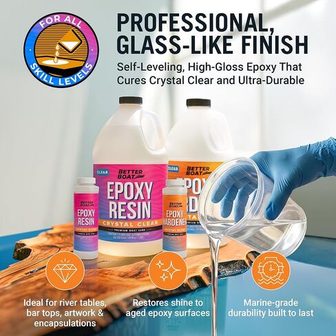 Craft Resin Epoxy Resin Kit for Beginners with Resin Molds, Table Top Art Resin Jewelry Casting DIY Tumblers & Wood 2 Gallon 2 Part Resin Epoxy Kit Resin Supplies Crystal Clear Epoxy Resin Art Boat in Saudi Arabia
