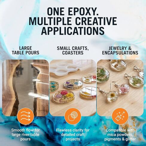 Craft Resin Epoxy Resin Kit for Beginners with Resin Molds, Table Top Art Resin Jewelry Casting DIY Tumblers & Wood 2 Gallon 2 Part Resin Epoxy Kit Resin Supplies Crystal Clear Epoxy Resin Art Boat in Saudi Arabia