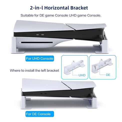 PS5 Slim Stand, Horizontal Stand for PlayStation 5 Pro with 4 USB Ports, Data Interface, Compatible with PlayStation 5 Slim Disc & Digital Editions (Not for The Original PS5) - White in Saudi Arabia