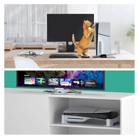 PS5 Slim Stand, Horizontal Stand for PlayStation 5 Pro with 4 USB Ports, Data Interface, Compatible with PlayStation 5 Slim Disc & Digital Editions (Not for The Original PS5) - White in Saudi Arabia