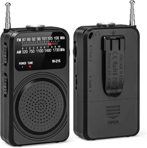 Tendak Portable Radio AM FM, Pocket Radio with Flashlight, Tuning Light, Back Clip, Headphone Jack and Excellent Reception, Battery Operated Radios for Home, Outdoor, Emergency - Blue in Saudi Arabia