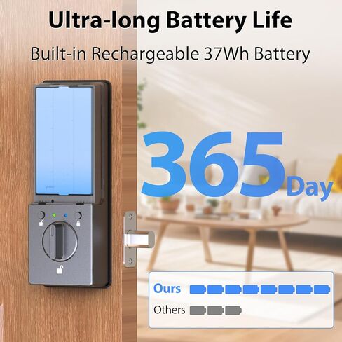Keyless Entry Door Lock Palm Vein, Bestkid Smart Lock for Front Door with Wireless Doorbell Built-in WiFi, Biometric Deadbolt App Remote Alexa Control Auto Lock Rechargeable Battery in Saudi Arabia
