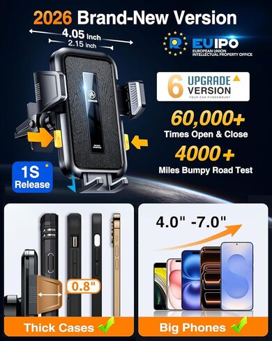 VANMASS 2026 Car Phone Holder【Military-Grade Strongest 90+LBS Suction】 | Phone Holder for Your Car Dashboard Windshield Vent Cell Phone Mount Truck Stand Cradle for iPhone 17 Pro Max 16 15 Android in Saudi Arabia
