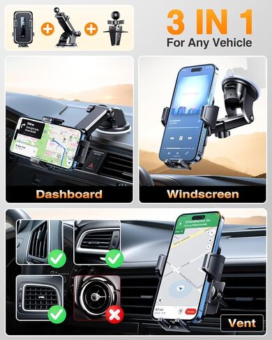 VANMASS 2026 Car Phone Holder【Military-Grade Strongest 90+LBS Suction】 | Phone Holder for Your Car Dashboard Windshield Vent Cell Phone Mount Truck Stand Cradle for iPhone 17 Pro Max 16 15 Android in Saudi Arabia
