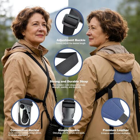 Binocular Harness Strap, Adjustable X-Shaped for Hunting, Hiking & Birding, Bino Harness Fits for Carrying Binocular, Cameras, and More in Saudi Arabia