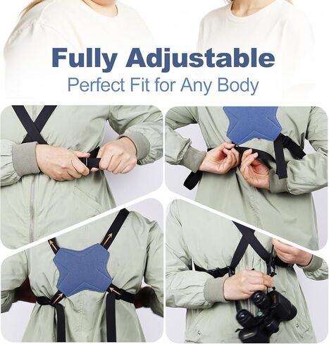 Binocular Harness Strap, Adjustable X-Shaped for Hunting, Hiking & Birding, Bino Harness Fits for Carrying Binocular, Cameras, and More in Saudi Arabia