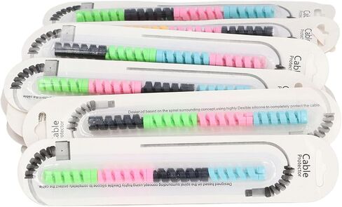 Zerodis 20Pcs Charging Cable Protectors Silicone Flexible Spiral Charger Cable Saver Protector Wire Cord Organizer Tube Accessories for Most Smartphone Cables Office Supplies in Saudi Arabia