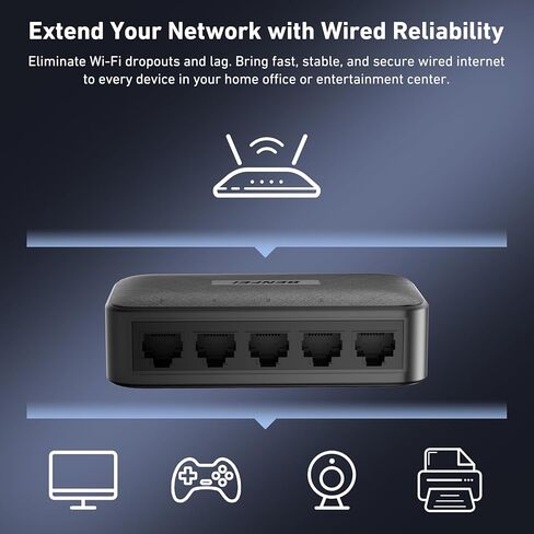 BENFEI 5-Port Gigabit Ethernet Switch, Wall Mount & Desktop Network Switch Hub, Ethernet Splitter, Plug & Play, Unmanaged, Compact, with LED, Fanless Quiet (for Router, NAS, Laptop, Gaming) in Saudi Arabia