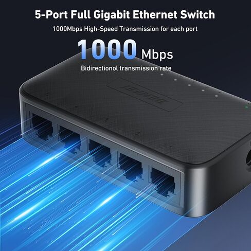 BENFEI 5-Port Gigabit Ethernet Switch, Wall Mount & Desktop Network Switch Hub, Ethernet Splitter, Plug & Play, Unmanaged, Compact, with LED, Fanless Quiet (for Router, NAS, Laptop, Gaming) in Saudi Arabia