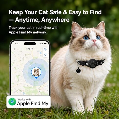 جهاز تعقب الحيوانات الأليفة، طوق GPS للقطط (iOS فقط) علامة ذكية، مقاوم للماء متوافق مع Apple Find My، بدون رسوم شهرية، طوق ذكي لحل التتبع المتقدم لسلامة الحيوانات الأليفة مثالي للقطط الصغيرة الكبيرة in Kuwait