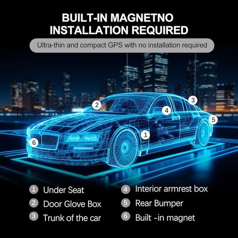 جهاز تتبع GPS صغير للمركبات - جهاز تتبع GPS مغناطيسي محمول في الوقت الحقيقي للسيارة، متتبع موقع التغطية العالمية الكاملة للأطفال والشاحنات/الشخص، لا يتطلب الاشتراك/لا رسوم شهرية (صغير) in Kuwait