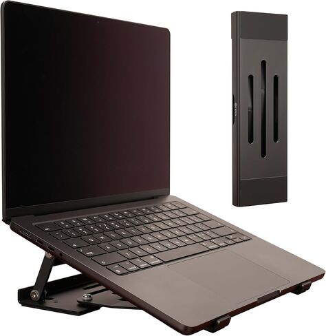 Aluminum Fold & Laptop Riser Stand 3-in-1 Adjustable, Foldable Cooling Stand with Integrated Storage Box, Ruler and Ultra-Slim Portable Design for MacBook, Tablet, Ipad, Keyboard and All Laptop in Kuwait