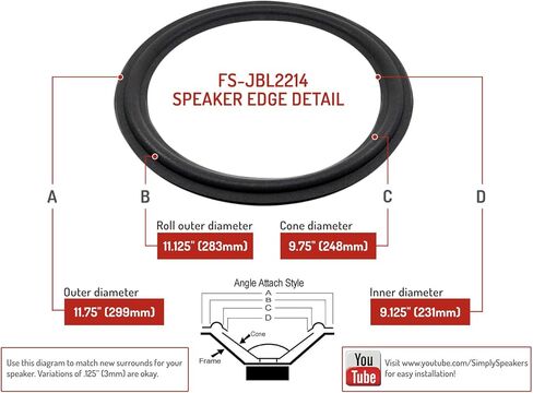 طقم إصلاح إسفنجي لمكبرات الصوت مقاس 12 بوصة متوافق مع JBL 2214H، L100T3، Urei، FSK-2214JBL (زوج) in Saudi Arabia