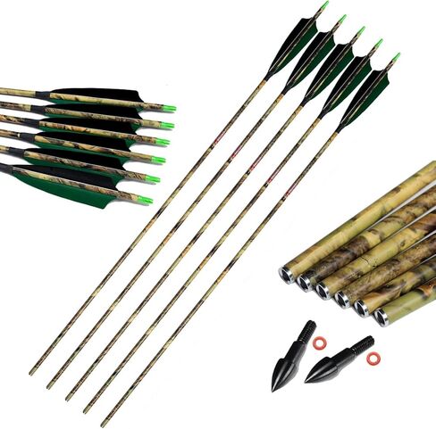 الرماية 30 "32" 400 500 العمود الفقري الكربون الصيد السهام تركيا ريشة لمركب قوس منحني Longbow ممارسة الهدف كامو السهم حزمة من 12 قطعة in Kuwait
