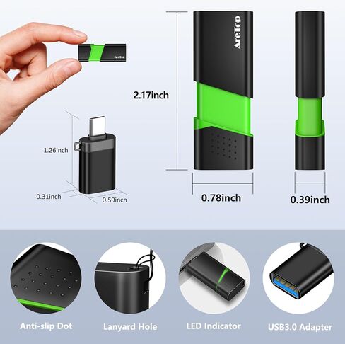 AreTop 16GB Flash Drive 3 Pack with Type C Adapter, Retractable USB 2.0 Thumb Drive Multicolor USB Drive for Date Storage, High Speed Jump Drives with LED Indicator, 16GB 3 Pack (Red, Green, Blue) in Kuwait
