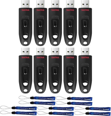 SanDisk Pack of 10 Ultra USB 3.0 32GB Type-A Flash Drives (SDCZ48-032G-U46) Bundle with (10) Everything But Stromboli Lanyards in Saudi Arabia