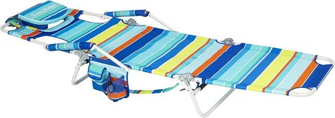 Tommy Bahama Read Through Backpack Beach Lounge Chair with Pillow, Arms, and Cup Holder, Multi-Position Adjustable Folding Outdoor Chaise Lounger, Multicolor in Saudi Arabia