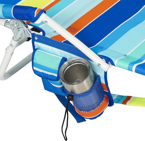 Tommy Bahama Read Through Backpack Beach Lounge Chair with Pillow, Arms, and Cup Holder, Multi-Position Adjustable Folding Outdoor Chaise Lounger, Multicolor in Saudi Arabia
