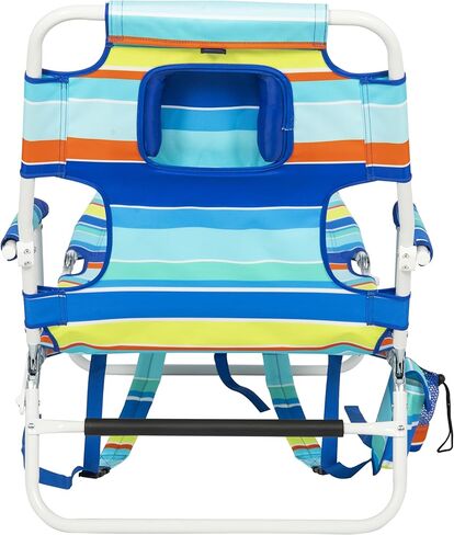 Tommy Bahama Read Through Backpack Beach Lounge Chair with Pillow, Arms, and Cup Holder, Multi-Position Adjustable Folding Outdoor Chaise Lounger, Multicolor in Saudi Arabia