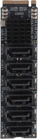 M.2 to Adapter Card, Uplink PCIE3.0 X2 16Gbps, Downstream 6Gbps x 5, Easy Plug and Play, Aluminum Alloy Heat Sink, Support 6 Devices, Computer Accessories, Expansion with OS X, in Saudi Arabia