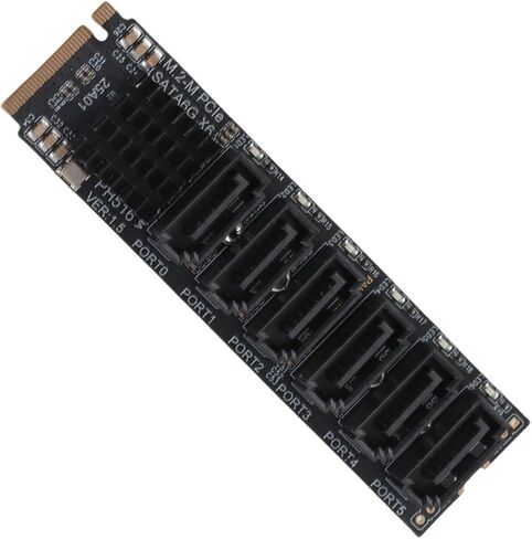 M.2 to Adapter Card, Uplink PCIE3.0 X2 16Gbps, Downstream 6Gbps x 5, Easy Plug and Play, Aluminum Alloy Heat Sink, Support 6 Devices, Computer Accessories, Expansion with OS X, in Saudi Arabia