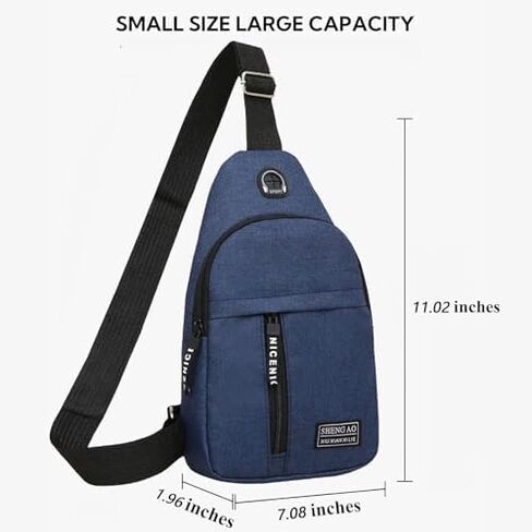 Sports Sling Bag, Lightweight Water-Resistant Nylon Crossbody Chest Bag, Travel Hiking Shoulder Bag (Navy Blue) in Saudi Arabia