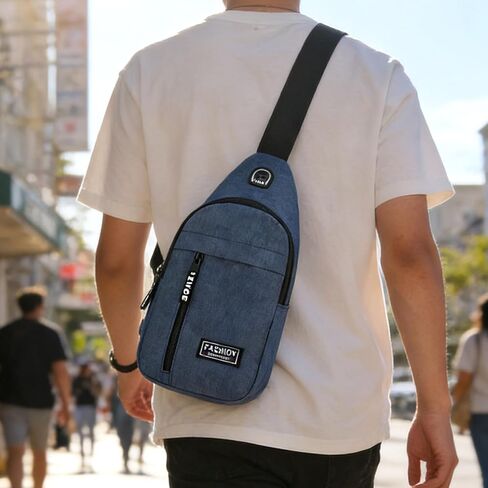 Sports Sling Bag, Lightweight Water-Resistant Nylon Crossbody Chest Bag, Travel Hiking Shoulder Bag (Navy Blue) in Saudi Arabia