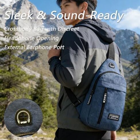 Sports Sling Bag, Lightweight Water-Resistant Nylon Crossbody Chest Bag, Travel Hiking Shoulder Bag (Navy Blue) in Saudi Arabia