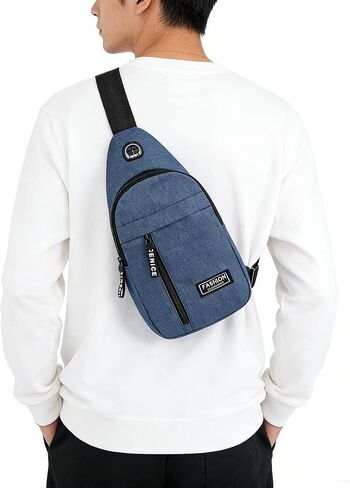 Sports Sling Bag, Lightweight Water-Resistant Nylon Crossbody Chest Bag, Travel Hiking Shoulder Bag (Navy Blue) in Saudi Arabia