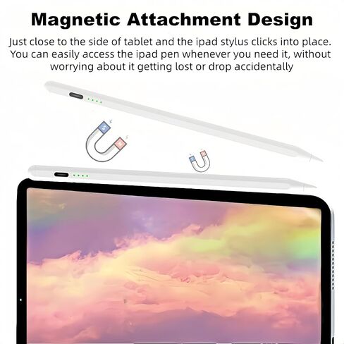 أقلام الكمبيوتر اللوحي، قلم ستايلس لجهاز Apple iPad مع وقت استخدام طويل 8-10 ساعات، جاذبية مغناطيسية، رفض راحة اليد|ضغط الإمالة، قلم لشاشة اللمس مع طرف قابل للاستبدال للطلاب in Kuwait