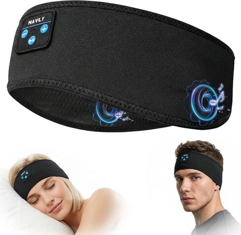 سماعات Navly Sleep للنوم الجانبي، عصابة رأس بلوتوث قابلة للغسل مع مكبرات صوت رفيعة للغاية لتقليل الضغط، واليوجا، والسفر (حبر أسود) in Kuwait