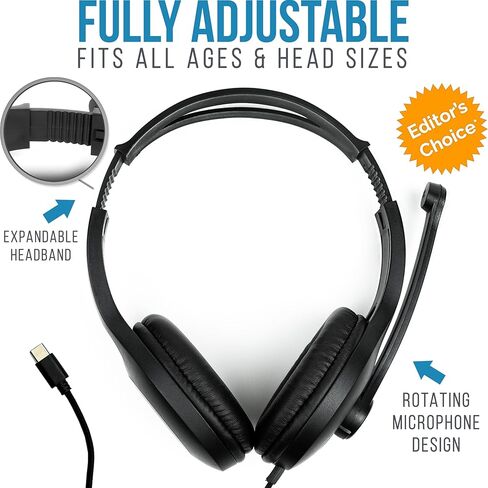 سماعات الرأس Barks USB-C Classroom مع ميكروفون (12 حزمة) - سماعات رأس متينة على الأذن للطلاب من الروضة حتى الصف الثاني عشر (قابس USB من النوع C متوافق مع أجهزة Chromebook الأحدث وأجهزة iPad والأجهزة اللوحية ومعظم أجهزة الكمبيوتر المحمولة) in Kuwait