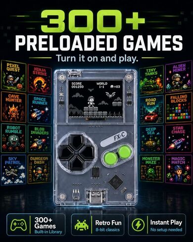 وحدة تحكم ألعاب محمولة باليد Arduboy FX-C مفتوحة المصدر 8 بت - أكثر من 300 لعبة كلاسيكية محملة مسبقًا، لوحة تعليمية للعلوم والتكنولوجيا والهندسة والرياضيات قابلة للبرمجة، مشغل USB-C متعدد اللاعبين، ألعاب الجيب بحجم بطاقة الائتمان in Saudi Arabia