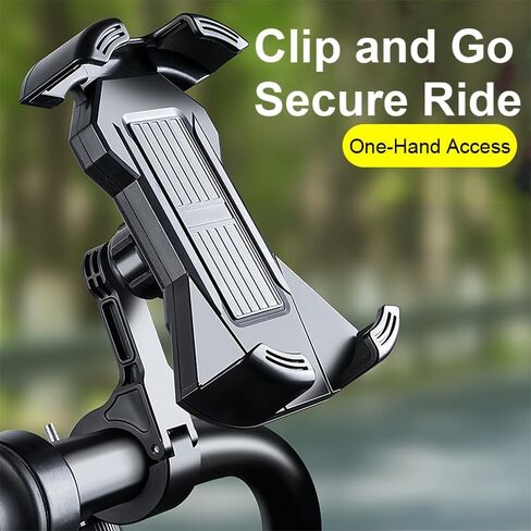 Motorcycle Bike Phone Holder Mount, Bicycle Phone Holder Handlebar Cell Phone Clamp, Scooter Phone Holder for iPhone 16 15 14 Pro Max, Galaxy, 4.7-7.1'' Smartphones, Black in Saudi Arabia