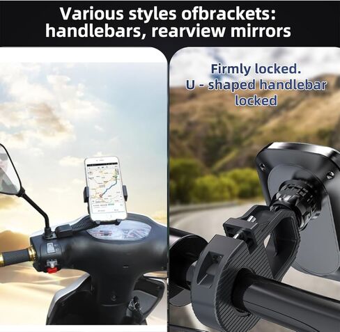 Bicycle & Motorcycle Phone Mount - 4 Clips Secure 4.7-7.1 Inch Phones, One-Hand Operation, Fits 0.875-1.125 Inch Handlebars, Compatible with Yamaha, Polaris, Honda, Can-Am & Other Models in Saudi Arabia