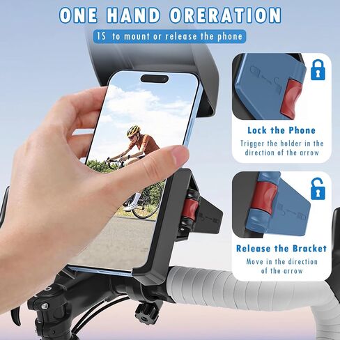 Mobile Phone Holder Bicycle, Motorcycle Phone Holder, Bike Phone Holder Handlebar Clamp, Handlebar Phone Mount with Security Lock Compatible with iPhone, 4"-7'' Smartphone in Saudi Arabia