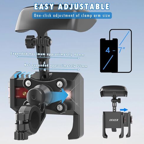 Mobile Phone Holder Bicycle, Motorcycle Phone Holder, Bike Phone Holder Handlebar Clamp, Handlebar Phone Mount with Security Lock Compatible with iPhone, 4"-7'' Smartphone in Saudi Arabia