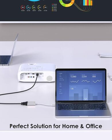 محول USB-C إلى VGA 1080P مع غطاء من الألومنيوم، رمادي فلكي، كابل أبيض in Saudi Arabia