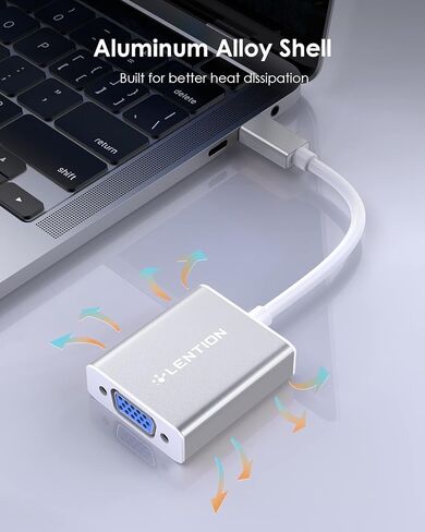 محول USB-C إلى VGA 1080P مع غطاء من الألومنيوم، رمادي فلكي، كابل أبيض in Saudi Arabia
