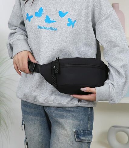 2PCS Fanny Pack Crossbody Bag Large Belt Bag Adjustable Strap Multi Pocket Zipper Crossbody Fanny Packs Bakpack for Men Women Workout Travelling (Orange Black) in Saudi Arabia