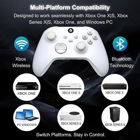 Elenai Wireless Gaming Controller Compatible with Xbox One X S, Xbox Series X S, PC, Android, Bluetooth Gamepad with 1400mAh Rechargeable Battery, LED Power Display, 3.5mm Audio Jack, Ergonomic Grip, White in Saudi Arabia