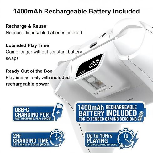ECUBit Wireless Gaming Controller Compatible with Xbox Series X and Series S, Xbox One and Windows PC, Bluetooth Controller with 1400mAh Rechargeable Battery and LED Power Display, Dual Vibration, USB C Charging, 3.5mm Headset Jack, White in Saudi Arabia