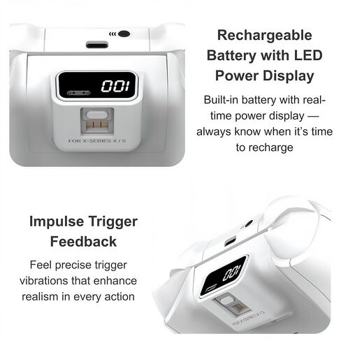 ECUBit Wireless Gaming Controller Compatible with Xbox Series X and Series S, Xbox One and Windows PC, Bluetooth Controller with 1400mAh Rechargeable Battery and LED Power Display, Dual Vibration, USB C Charging, 3.5mm Headset Jack, White in Saudi Arabia
