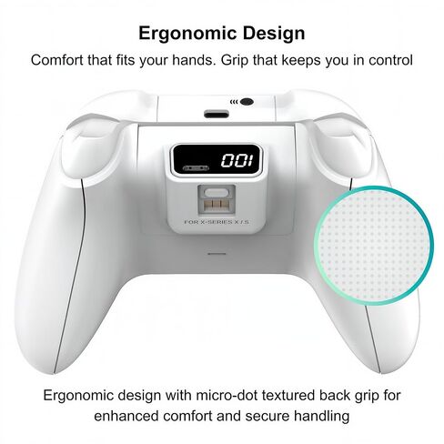 ECUBit Wireless Gaming Controller Compatible with Xbox Series X and Series S, Xbox One and Windows PC, Bluetooth Controller with 1400mAh Rechargeable Battery and LED Power Display, Dual Vibration, USB C Charging, 3.5mm Headset Jack, White in Saudi Arabia