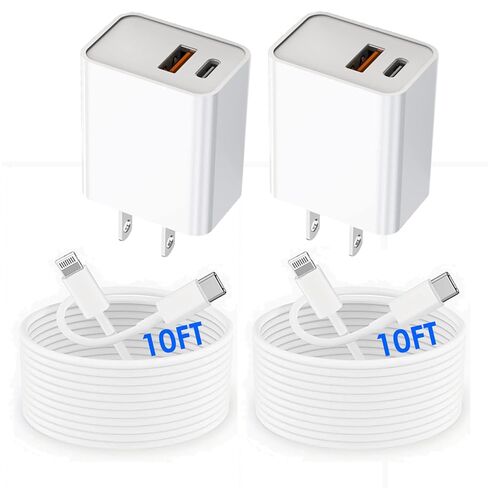 iPhone Fast Charger, iPhone Charger Fast Charging 2Pack PD 6FT Type C Quick USB C to Lightning Cable Cord Fast Charger iPhoneUSB C Wall Block Plug for iPhone14 13 12 11 Pro Max XR XS X, iPad, AirPods in Kuwait