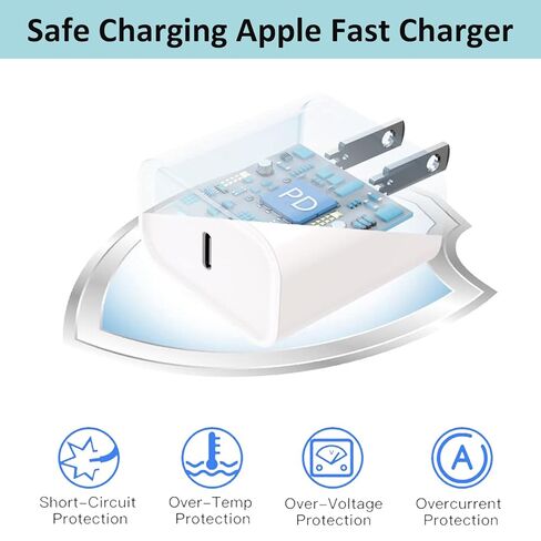 iPhone Fast Charger, iPhone Charger Fast Charging 2Pack PD 6FT Type C Quick USB C to Lightning Cable Cord Fast Charger iPhoneUSB C Wall Block Plug for iPhone14 13 12 11 Pro Max XR XS X, iPad, AirPods in Kuwait