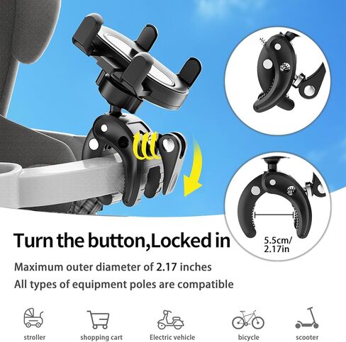 Temvue Stroller Phone Holder,Universal Phone Mount Clamp,360° Rotation, Suitable for All Types of Poles Such as Baby Strollers, Microphone Holders, tripods, etc,Applicable to All Mobile Phone Models. in Saudi Arabia