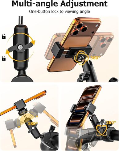 Stroller Phone Holder for Baby Pram - [360° Metal Arm & Super Stable] Buggy Phone Mount, Handlebar Bar Pole Rod Tube Clamp for All Phones, iPhone 17 16 Pro Max Plus, Galaxy S26 S25, Pixel in Saudi Arabia