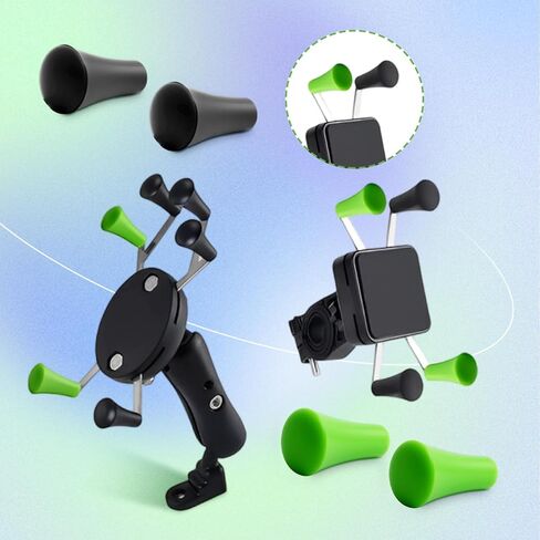 8 Pack Rubber Cap Silicone Tips Replacement Parts for Phone Tablet Holder Tough-Claw Bicycle Motorcycle Clamp Arm Base Bracket Repair, Green & Black in Saudi Arabia